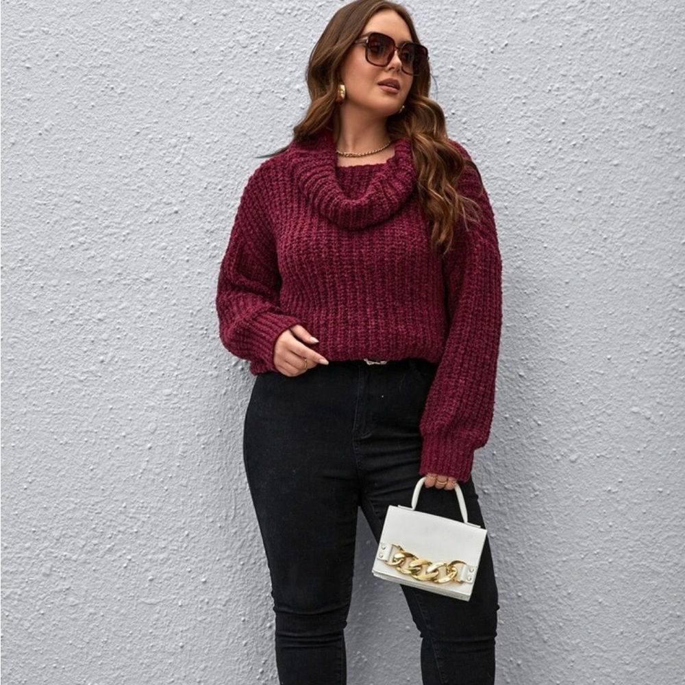 BRAND NEW Plus cowl neck drop shoulder sweater
